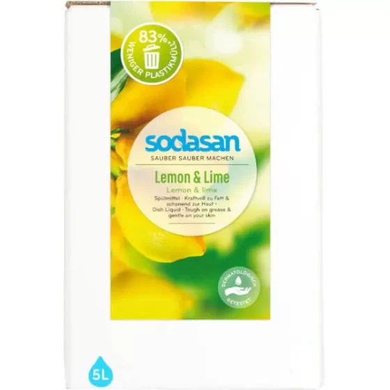 Sodasan Detergent lichid de vase cu lamaie si lime 5 l